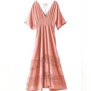 NEW boho lace maxi dress with smocked waist 3x